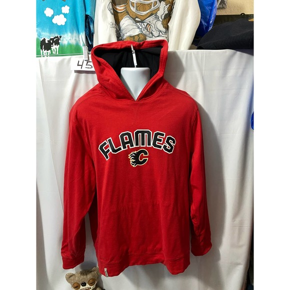 Calgary Flames Hoodie Mens M Black Red Hoodie NHL Hockey Reebok - Picture 3 of 14